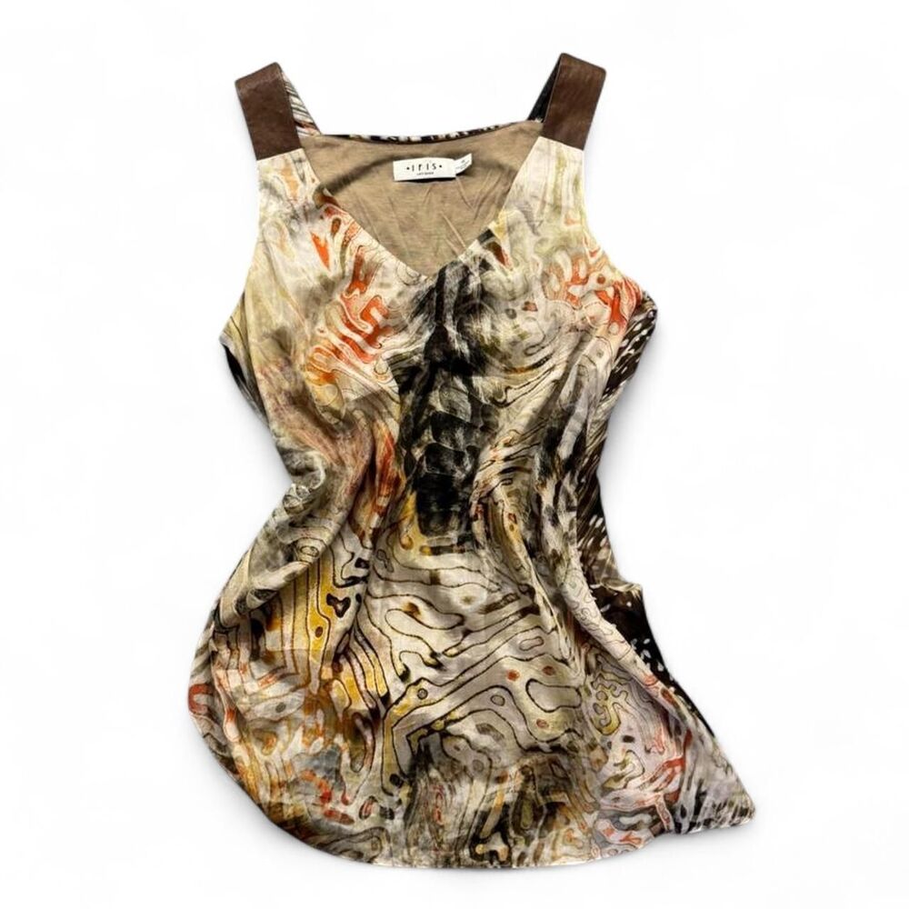 Iris Setlakwe Women's Patterned Silk and Leather Sleeveless Top